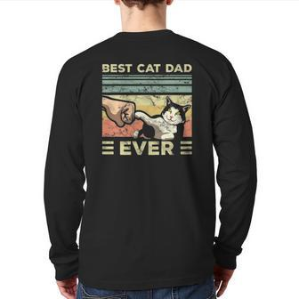 Mens Best Cat Dad Ever Kitten Enthusiast Feline Lover Father Back Print Long Sleeve T-shirt | Mazezy