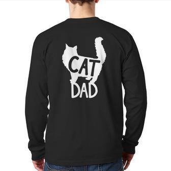 Mens Best Cat Dad Father's Day Men Kitty Daddy Papa Back Print Long Sleeve T-shirt | Mazezy