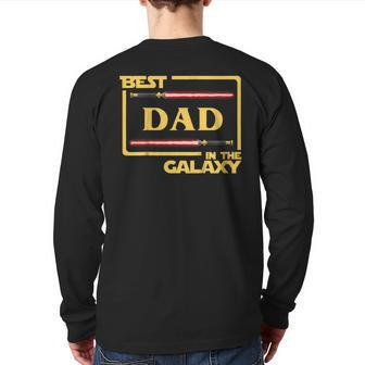 Mens Best Dad In The Galaxy Father's Day Back Print Long Sleeve T-shirt | Mazezy