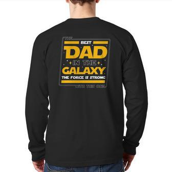 Mens The Best Dad In The Galaxy Daddy Father's Day Back Print Long Sleeve T-shirt | Mazezy