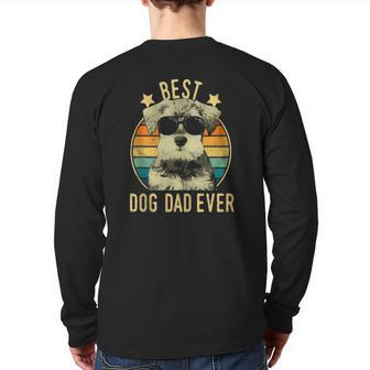 Mens Best Dog Dad Ever Miniature Schnauzer Father's Day Back Print Long Sleeve T-shirt | Mazezy