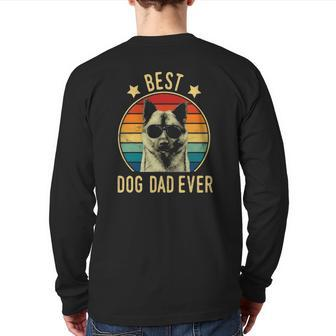 Mens Best Dog Dad Ever Norwegian Elkhound Father's Day Back Print Long Sleeve T-shirt | Mazezy