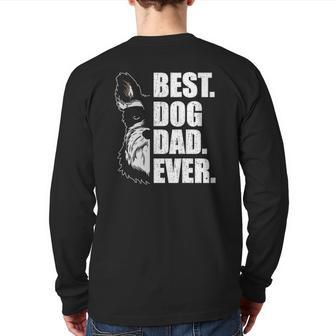 Mens Best Dog Dad Ever Schnauzer Dad Father's Day Back Print Long Sleeve T-shirt | Mazezy
