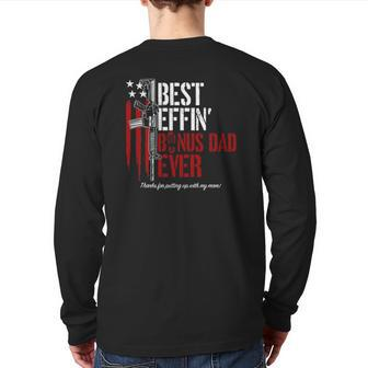 Mens Best Effin’ Bonus Dad Ever Daddy Gun Rights American Flag Back Print Long Sleeve T-shirt | Mazezy