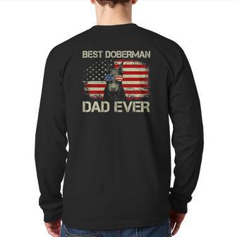 Mens Best Great Doberman Everpatriotic American Flag Back Print Long Sleeve T-shirt | Mazezy