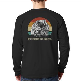 Mens Best Persian Cat Dad Ever Paws Vintage Feline Cat Lover Back Print Long Sleeve T-shirt | Mazezy