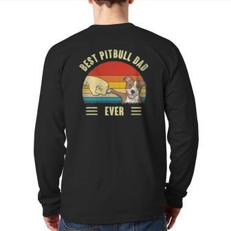 Mens Best Pitbull Dad Ever Bump Fit Dog Dad Father's Day Vintage Back Print Long Sleeve T-shirt | Mazezy