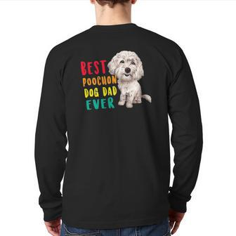 Mens Best Poochon Dog Dad Ever Father's Day Cute Back Print Long Sleeve T-shirt | Mazezy
