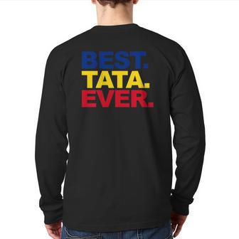 Mens Best Tata Ever Romanian Dad Proud Fathers Day Back Print Long Sleeve T-shirt | Mazezy DE