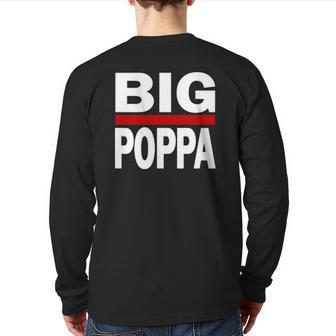 Mens Big Poppa Dad Father's Day Back Print Long Sleeve T-shirt | Mazezy