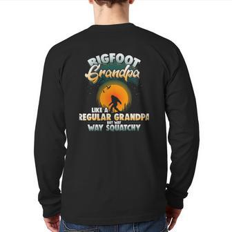 Mens Bigfoot Grandpa Sasquatch Bigfoot Father's Day Back Print Long Sleeve T-shirt | Mazezy