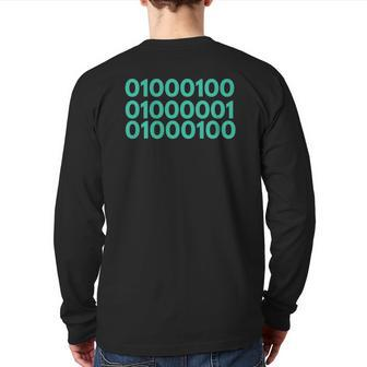Mens Binary Dad For Dad Dad In Binary Code S Back Print Long Sleeve T-shirt | Mazezy