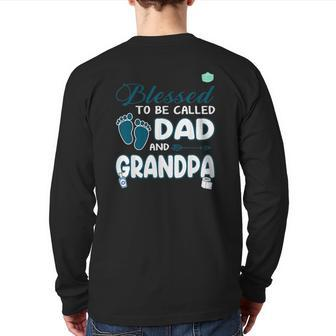 Mens Blessed To Be Called Dad For Cool Grandpa Plus Size Back Print Long Sleeve T-shirt | Mazezy UK