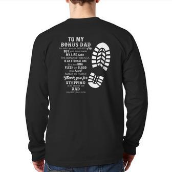 Mens Bonus Dad Fathers Day From Daughter Son Back Print Long Sleeve T-shirt | Mazezy