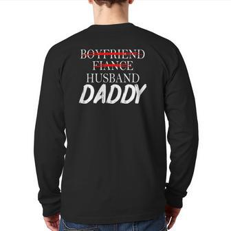 Mens Boyfriend Fiance Husband Daddy Fathers Day Back Print Long Sleeve T-shirt | Mazezy