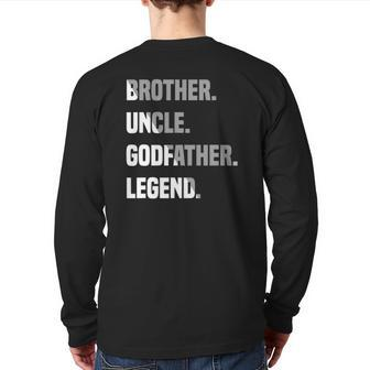 Mens Brother Uncle Godfather Legend Back Print Long Sleeve T-shirt | Mazezy CA