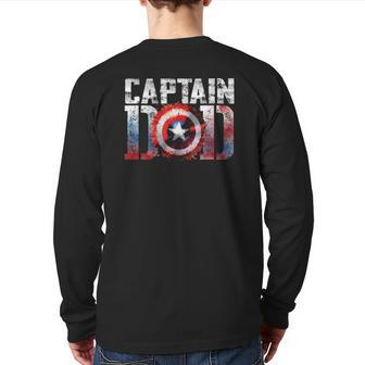 Mens Captain Dad Father’S Day Back Print Long Sleeve T-shirt | Mazezy