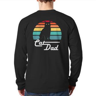 Mens Cat Dad Vintage Style Cat Lover Back Print Long Sleeve T-shirt | Mazezy