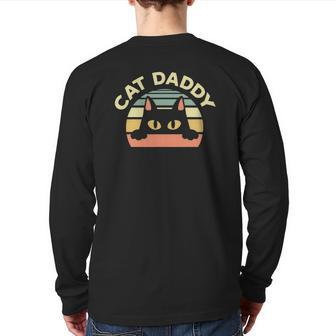 Mens Cat Daddy Cat Enthusiast Feline Lover Father Animal Back Print Long Sleeve T-shirt | Mazezy