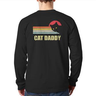 Mens Cat Daddy Vintage Style Cat Retro Distressed Back Print Long Sleeve T-shirt | Mazezy