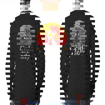 Mens Chicken Daddy Vintage Poultry Farmer Rooster Back Print Long Sleeve T-shirt | Mazezy