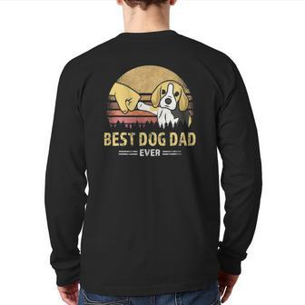 Mens Cute Best Beagle Dad Ever Retro Vintage Puppy Lover Back Print Long Sleeve T-shirt | Mazezy
