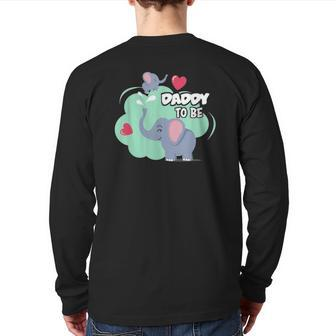 Mens Dad To Be Elephant Baby Shower For Boy Back Print Long Sleeve T-shirt | Mazezy