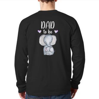 Mens Dad To Be Elephant Baby Shower Future Dad Back Print Long Sleeve T-shirt | Mazezy