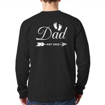 Mens Dad Est 2022 New Daddy New Parent Back Print Long Sleeve T-shirt | Mazezy