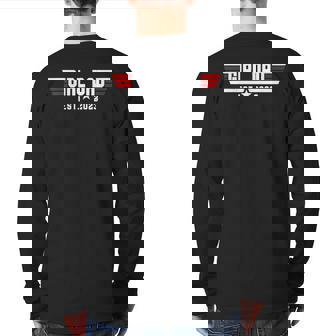 Mens Dad Est 2023 Dad To Be New Baby Daddy Father's Day Back Print Long Sleeve T-shirt | Mazezy