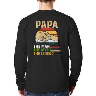 Mens Dad For Father's Day Man-Myth The Legend Papa Back Print Long Sleeve T-shirt | Mazezy