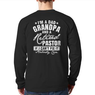 Mens Dad Grandpa And A Retired Pastor Xmas Father's Day Back Print Long Sleeve T-shirt | Mazezy UK
