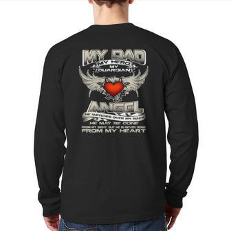Mens My Dad My Hero My Guardian Angel Watches Over My Back Back Print Long Sleeve T-shirt | Mazezy