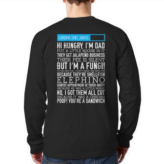 Mens Dad Jokes Father's Day Loading Puns Back Print Long Sleeve T-shirt | Mazezy