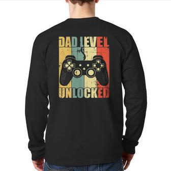 Mens Dad Level Unlocked First Time Dad Back Print Long Sleeve T-shirt | Mazezy
