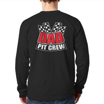 Mens Dad Pit Crew Hosting Car Race Raglan Baseball Tee Back Print Long Sleeve T-shirt | Mazezy