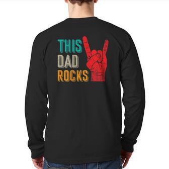 Mens This Dad Rocks Desi For Cool Father Rock And Roll Music Back Print Long Sleeve T-shirt | Mazezy