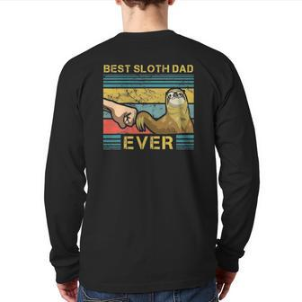 Mens Dad Sloth Slow Motion Animals Sleepy Sloth Lover Father Back Print Long Sleeve T-shirt | Mazezy