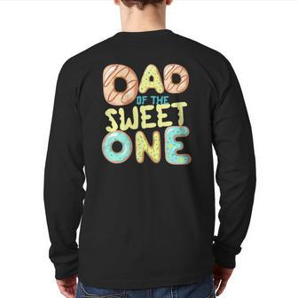 Mens Dad Of The Sweet One Donut Matching Family Donut Back Print Long Sleeve T-shirt | Mazezy