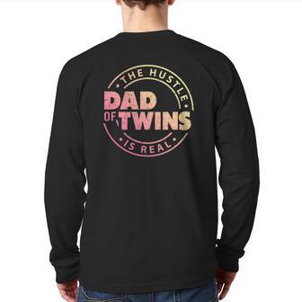 Mens Dad Of Twins New Dad To Be Tired Love Proud Cute Back Print Long Sleeve T-shirt | Mazezy