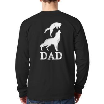 Mens Dad Wolf & Baby Wolf And Love Family Father's Day Back Print Long Sleeve T-shirt | Mazezy