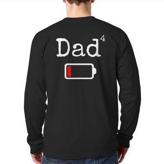 Mens Dad4 Low Battery Tired Dad Dad Back Print Long Sleeve T-shirt | Mazezy