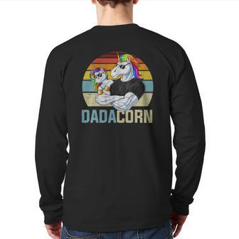 Mens Dadacorn Unicorn Dad And Baby Christmas Papa Back Print Long Sleeve T-shirt | Mazezy
