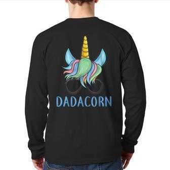Mens Dadacorn Unicorn Dad Father's Day Back Print Long Sleeve T-shirt | Mazezy