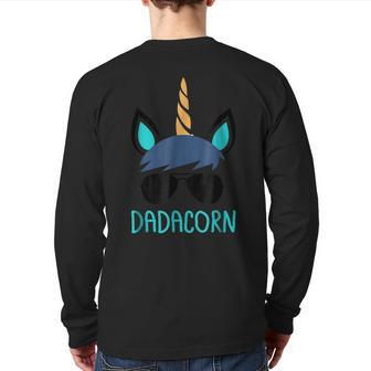 Mens Dadacorn Unicorn Dad Father's Day Back Print Long Sleeve T-shirt | Mazezy