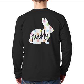 Mens Daddy Bunny Easter Egg Polka Dot Bunny Rabbit Father Dad Back Print Long Sleeve T-shirt | Mazezy