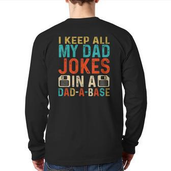 Mens Daddy Dad Jokes Dad A Base Database Fathers Day Back Print Long Sleeve T-shirt | Mazezy