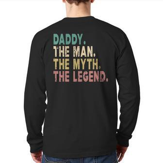 Mens Daddy The Man The Myth The Legend Shirt Dad Papa Fathers Day Back Print Long Sleeve T-shirt | Mazezy