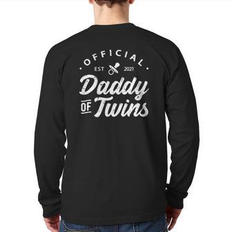 Mens Daddy Of Twins New Dad To Be Expecting Proud Back Print Long Sleeve T-shirt | Mazezy