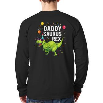 Mens Daddysaurusrex Dinosaur Daddy Family Matching Back Print Long Sleeve T-shirt | Mazezy